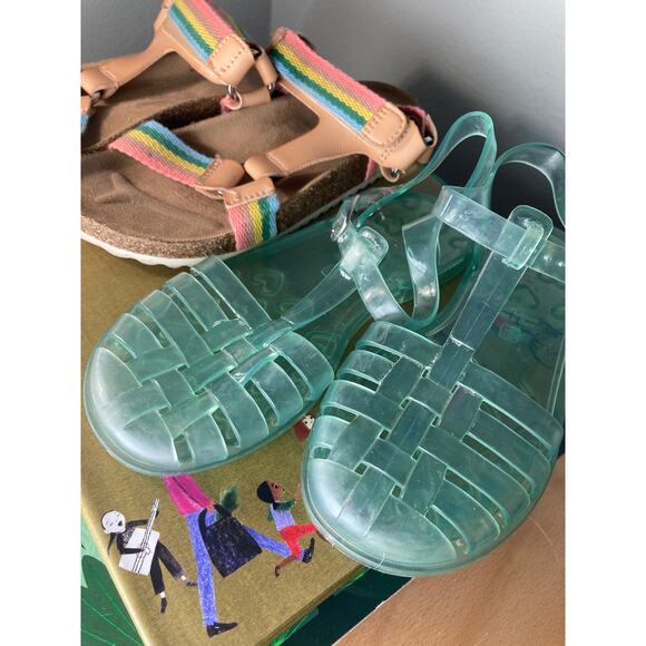 Girls Sandals Sz 13 Lot of TWO Jelly Fisherman & Rainbow ~ Cat & Jack Old Navy - Picture 1 of 9